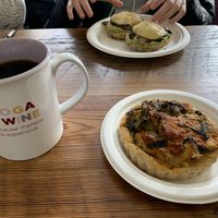 Quiche and bagel melt! at Harmony Bakery in Baltimore