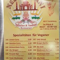 Vegan Menu at Raja Rani in Heidelberg