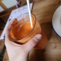 Orange, apple & carrot juice (was really good!) at Beyond the Kale in Bath