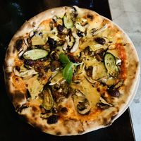 Veg pizza. Added artichokes and vegan cheese  at Cin Cin in Wellington