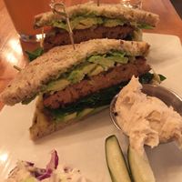 Black tempeh burger at GreenSpace Cafe in Ferndale