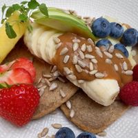 Pancakes with caramel sauce at FOAM in The Hague