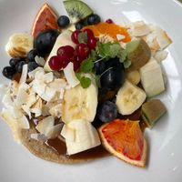 Pancakes. Look at the fruit!  at FOAM in The Hague