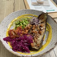 Unagi aubergine bowl: quite tasty, but the eggplant lacks some flavour at FOAM in The Hague