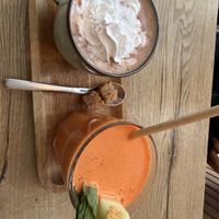 Gingerbread choco and carrot juice  at FOAM in The Hague