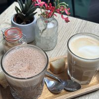 Gingerbread choco and hazelnut latte with lemon cake bite  at FOAM in The Hague
