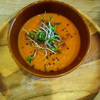 Spicy carrot soup at FOAM in The Hague