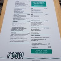 The menu at FOAM in The Hague