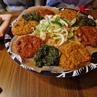 Mixed vegan plate for 3 thats served 4 people more than enough at Saron in Heidelberg