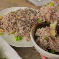 lion's mane mushroom fried rice at Fuyue Xianju Vegetarian Restaurant in Macau