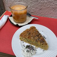 Frittata and fresh juice  at Sweet Irene in Bergamo