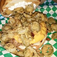 The jalapeno burger. YUM! at Bean Vegan Cuisine in Asheville