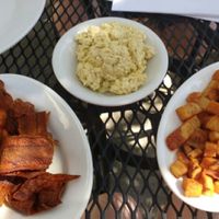 carrot bacon, scrambled tofu, and home fries at Bean Vegan Cuisine in Asheville