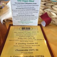 Dessert menu  at Bean Vegan Cuisine in Asheville