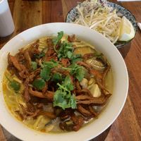Bamboo noodle soup. Really delicious, a specially when you add the chilli condiments 👌🏽  at Fina's 2 in Fitzroy