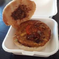 Vegan burger: sweet potato and avocado steak at Cuisine Veggie in Toulouse