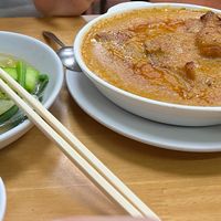 Spicy African curry, and green vegetables at Sunflower Vegetarian - Gira-sol in Macau