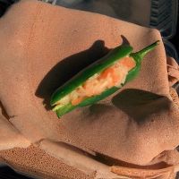 Veggie combo full order (you can see the plastic container) at Cafe Dareye in Oakland