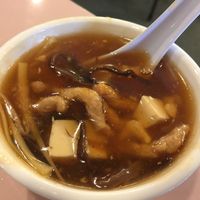 Hot and sour soup with mock fried pork. Your non-vegan friends won't know this is vegan. at Veggie Lee in Hayward