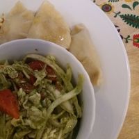 Salad and pierogi at Vege Bistro - Polish Vegan Food in Warsaw