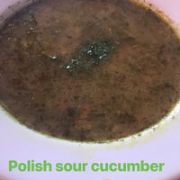 Sour cucumber soup  at Vege Bistro - Polish Vegan Food in Warsaw