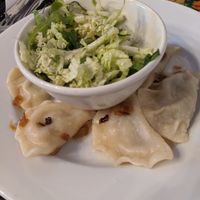 A mix of savory pierogis. at Vege Bistro - Polish Vegan Food in Warsaw