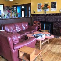 Comfy lounge seats at Flexit Cafe and Bakery in Ellsworth