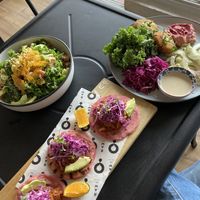 Raw bowl, jackfruit tacos and falafel bowl  at Raw Co. Juicery and Food in Escazu