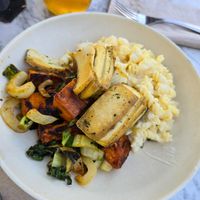 Mac n cheese was real cheese. 🤢. Tofu dried up. at Flower Child in Scottsdale