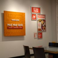 Welcome sign at Naf Naf Grill in Chicago