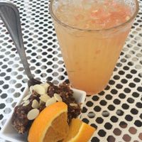 Can't remember exactly what this vegan desert was, but I think it was date, banana and almond. Very tasty, as was the lemonade!  at Cafe Mlynek in Krakow