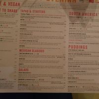 Vegetarian and vegan menu at Las Iguanas in Glasgow