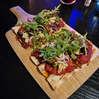 Big plate of pinsa for starters at Rebel Rebel in Dordrecht