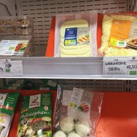 Selection of vegan cheeses at one stand at BioBazar in Warsaw