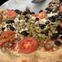 Vegan pizza  at Mellow Mushroom in Asheville