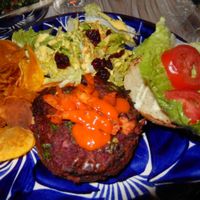 barbecue hamburger meal at Temictli - Hipodromo in Mexico City
