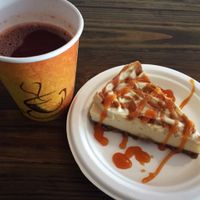 Raw Guava cheesecake & CocoCeps hot beverage! at Plant Theory in Miami