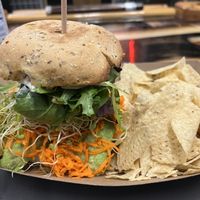 Artichoke burger at Plant Theory in Miami