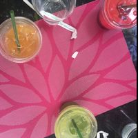 kombucha, green juice and beet carrot juice at Plant Theory in Miami