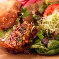 Another of the jackfruit burgers with salad  at Plant Theory in Miami