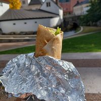 Falafel in a nice park next to the truck at Dr. Falafel - Food Cart in Uppsala