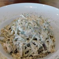 Raw vegan carbonara at Yi in Athens