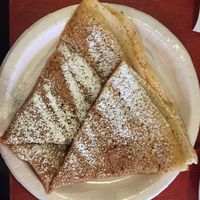 Vegan Crepe with banana filling, cinnamon & sugar on top at Eldur og Is - Fire and Ice in Reykjavik