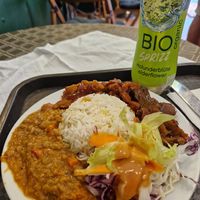 Small daily plate, 1990 HUF (not including the drink) as of August 2023. at Mennyorszag Szive in Budapest