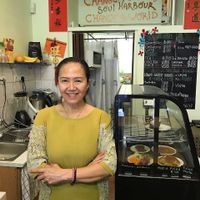 Karen makes amazing veggie patties! at Mennyorszag Szive in Budapest