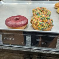 Hipster (Lavender berry) and Bam Bam at Guru Donuts in Boise