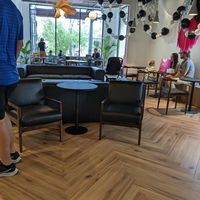 Cheerful seating at Guru Donuts in Boise
