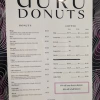 Menu at Guru Donuts in Boise