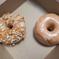 Pretzel salted caramel and butterscotch sea salt at Destination Donuts in Columbus