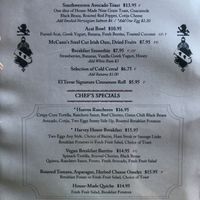 Breakfast menu  at El Tovar & The Side Room in Grand Canyon Village